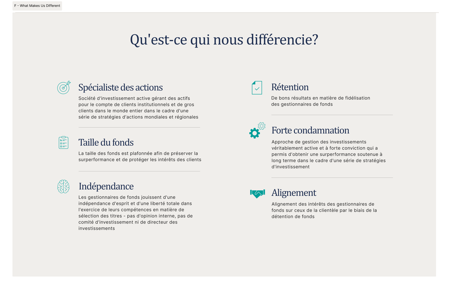 Info Graphic outlining each category that makes JO Hambro different from other asset managers